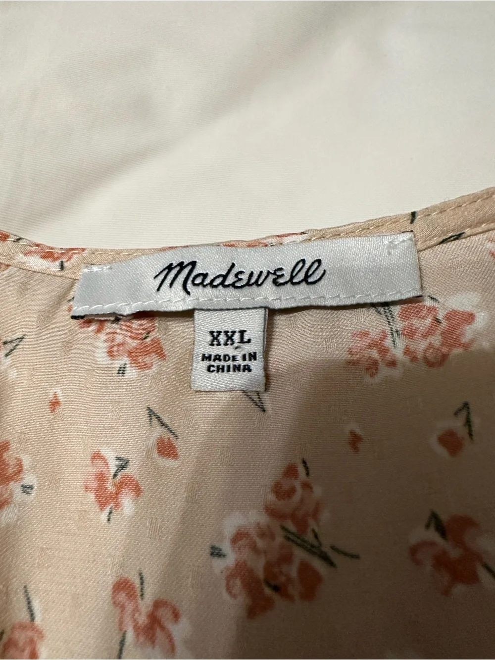 Madewell Women's Floral V-Neck Long-Sleeve Blouse - Size XXL